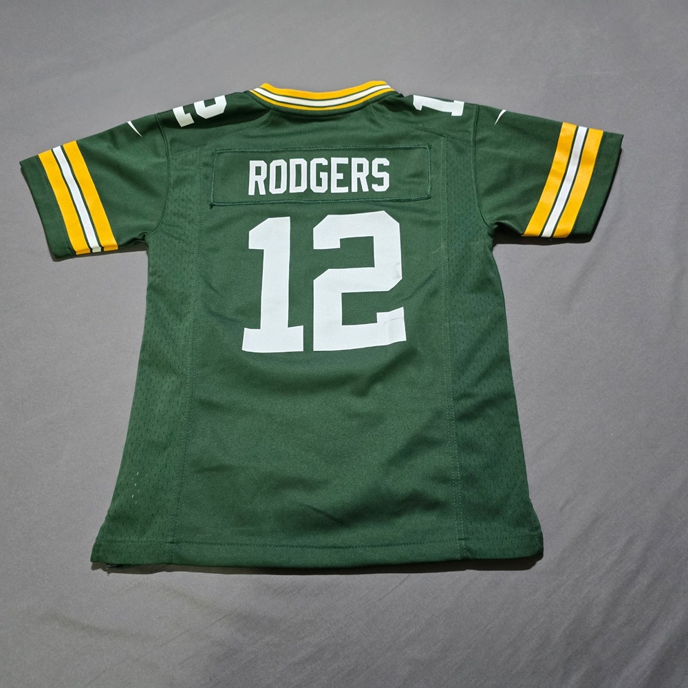 Nike NFL Jersey Kids Size M 10-12 Green Aaron Rodgers 12 Green Bay Packers